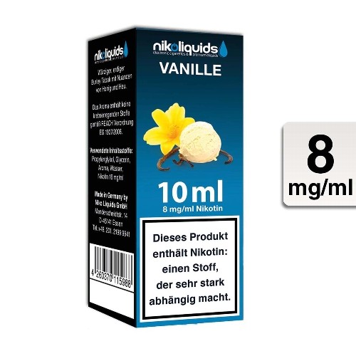 E-Liquid Nikoliquids Vanille 8 mg/ml Flasche 10 ml