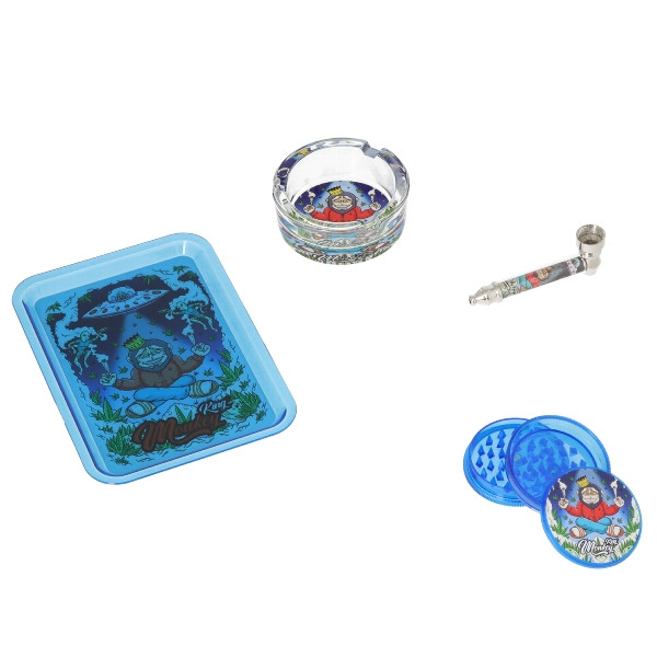 MONKEY KING Set Weltraum Grinder, Pipe, Ascher und Tray