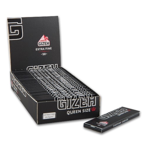 DISPLAY 25 Heftchen à 50 Blättchen Zigarettenpapier Gizeh Black Queen Size Extra Fine