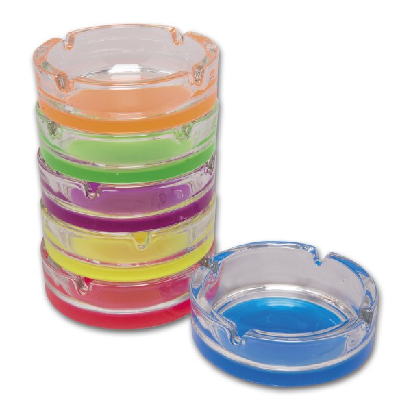 Glasascher mit 4 Ablagen farblich sortiert 11cm Durchmesser 1x ( Auswahl nicht möglich )