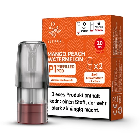 E-Liquidpod ELFBAR Mate500 Mango Peach Watermelon 20 mg 2 Pods