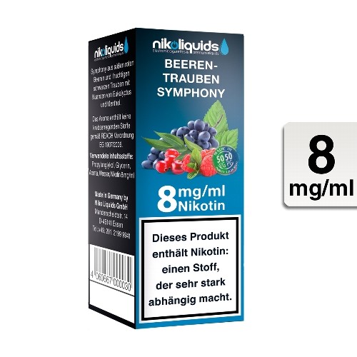 E-Liquid NIKOLIQUIDS Beeren Trauben Symphony 8 mg 50 PG / 50 VG