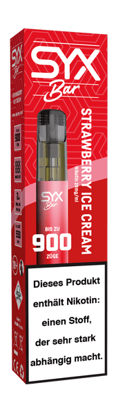 E-Zigarette SYX BAR - Strawberry Ice Cream 20mg bis zu 900 Puffs