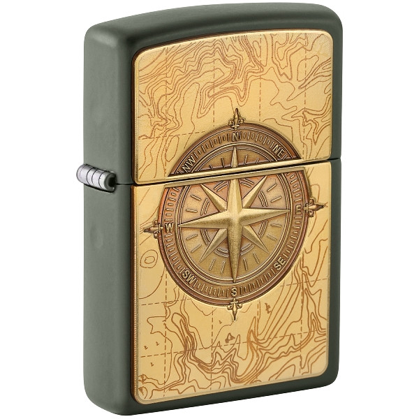 ZIPPO grn matt Topographic Compass 2008093