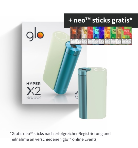 glo™ Tabakerhitzer X2 Mint/Bluegreen Device Kit bis zu 8 neo oder veo  gratis Online Kaufen, Für nur 19,00 €