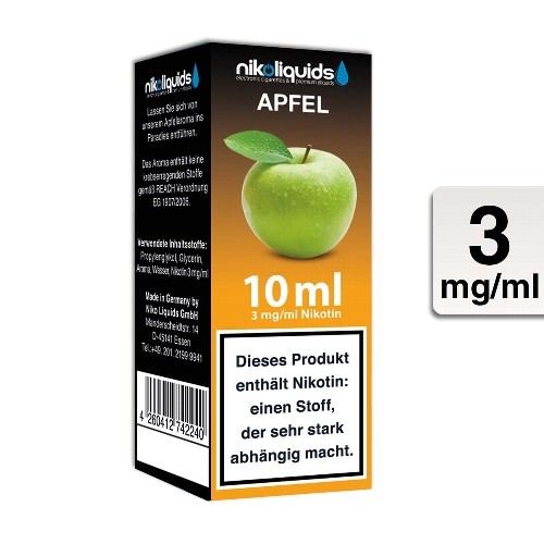 E-Liquid Nikoliquids Apfel 3 mg/ml Flasche 10 ml