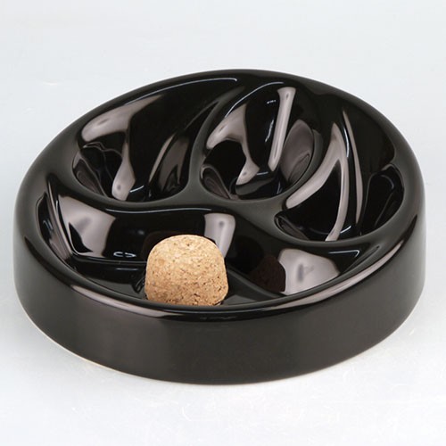 Pfeifenaschenbecher aus Keramik schwarz rund 3 Ablagen 17cm Durchmesser
