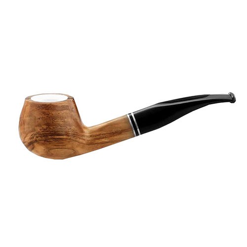 Pfeife Passatore Oliva Con Schiuma Apple aus Olivenholz Acryl in sandbeige schwarz