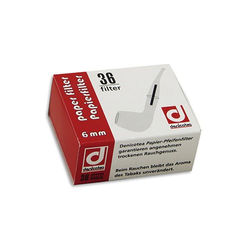 Pfeifenfilter Denicotea 6 mm 1 Schachtel à 36 Filter