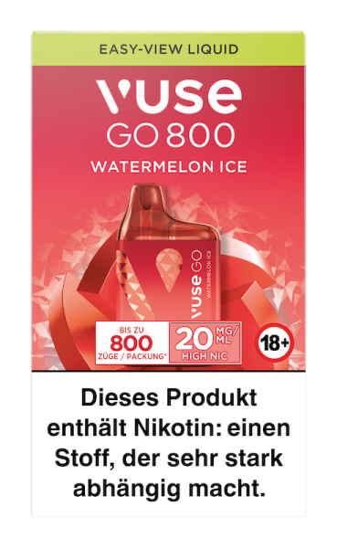 Einweg eZigarette Vuse Go 800 - Box Watermelon ICE 20 mg