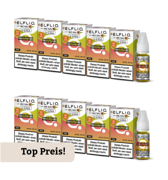 10er Pack E-Liquid Nikotinsalz ELFBAR Elfliq LEMON PEACH PASSION FRUIT 10mg