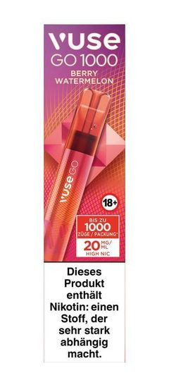 Einweg eZigarette Vuse GO Berry Watermelon 20mg bis zu 1000 Puffs
