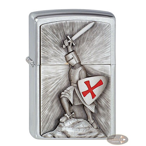 Feuerzeug Zippo Templer Victory aus Chrom gebürstet in silber seidenmatt mit Emblem