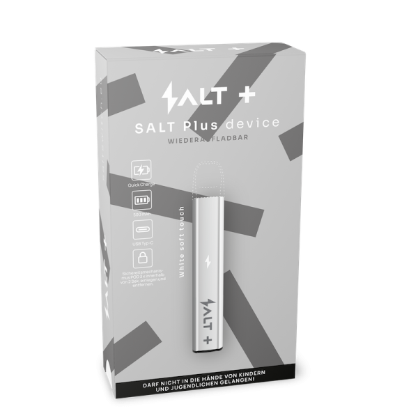 E-Zigarette SALT PLUS-GERÄT 100.000 PUFFS (White Soft Touch)