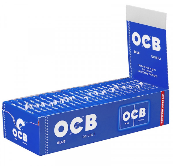 DISPLAY 25 Heftchen à 100 Blättchen Zigarettenpapier OCB Blau Gummizug
