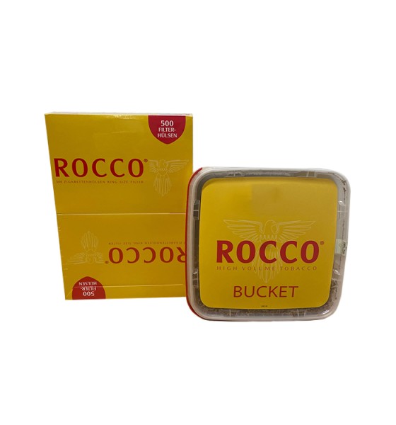 500 Gramm EIMER Rocco High Zigarettentabak Volume & 1.000 Rocco Zigarettenhülsen