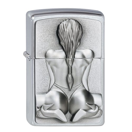 ZIPPO chrom gebuerstet Kneeling Girl Emblem 2002548