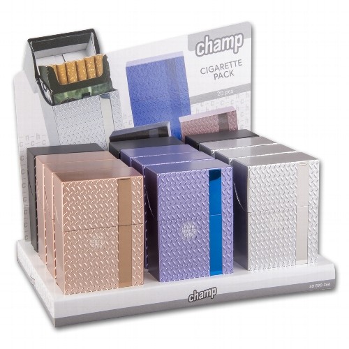 Zigarettenbox Kunststoff CHAMP Diamonds 4 metallicfarben sortiert