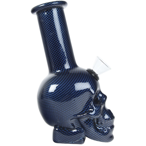 Bong Glas Skull blue 14,5 cm hoch