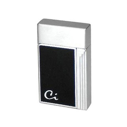 Feuerzeug Caseti Soleil mit Jetflamme aus Chrom Lack in schwarz silber