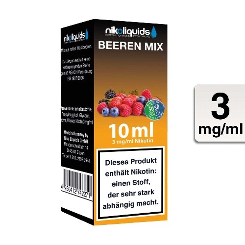 E-Liquid NIKOLIQUIDS Beeren Mix 3 mg 50 PG / 50 VG