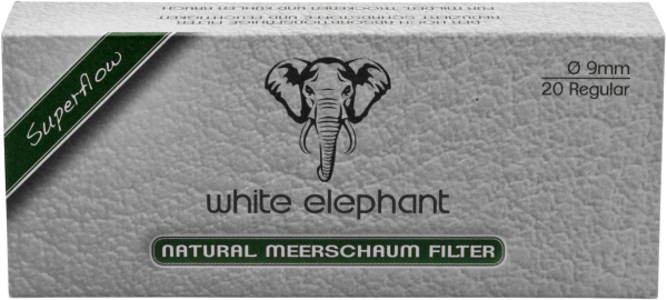 Pfeifenfilter White Elephant Natural Meerschaum Filter 9 mm 1 Schachtel à 20 Filter