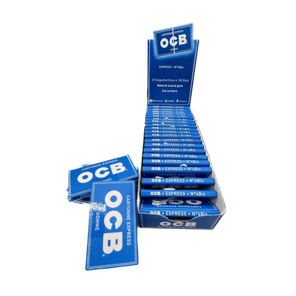 DISPLAY 25 Heftchen à 100 Blättchen Zigarettenpapier OCB Blau Gummizug