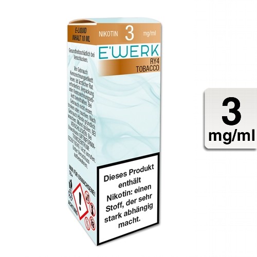 E-Liquid E'WERK RY4 3 mg (Tobacco)