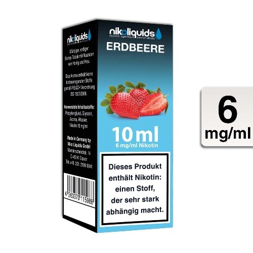E-Liquid Nikoliquids Erdbeere 6 mg/ml Flasche 10 ml