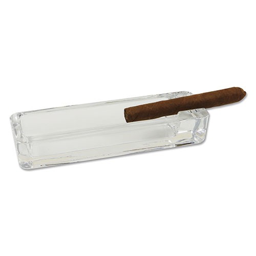 Zigarrenaschenbecher aus Glas in transparent mit 1 Ablage