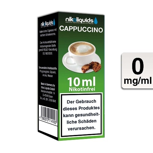 E-Liquid Nikoliquids Cappucino nikotinfrei Flasche 10 ml
