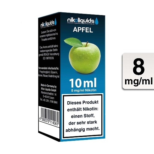E-Liquid Nikoliquids Apfel 8 mg/ml Flasche 10 ml