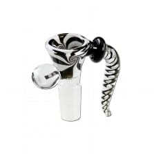 Bong Glaskunstkopf BLACK LEAF Wirbel schwarz Schliff 14,5 mm 17 mm