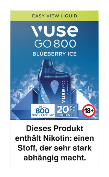 Einweg eZigarette Vuse Go 800 - Box Blueberry ICE 20 mg