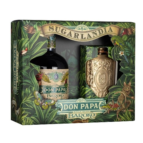 Rum DON PAPA Baroko Hip Flask Geschenk Set 40% Vol.