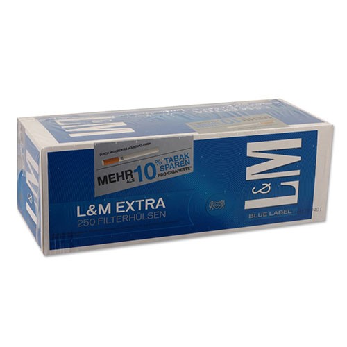 250 Stück L&M Blue Label Extra Zigarettenhülsen