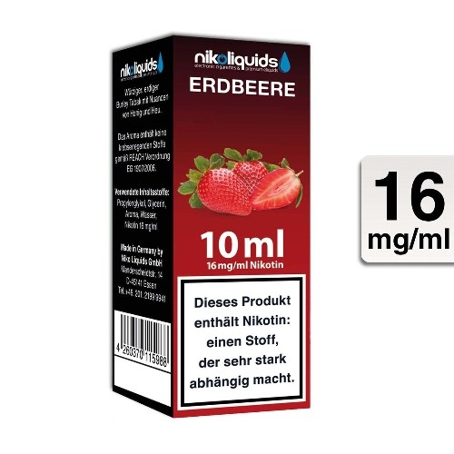 E-Liquid Nikoliquids Erdbeere 16 mg/ml Flasche 10 ml