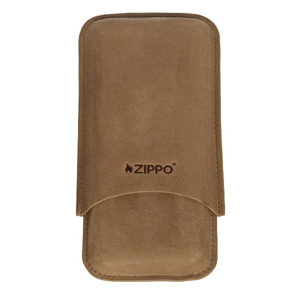 Cigarrenetui 3er ZIPPO Leder natur Vintage 19x9,2x3cm 2008011