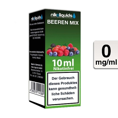 E-Liquid Nikoliquids Beeren Mix nikotinfrei Flasche 10 ml