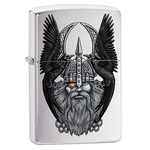 ZIPPO chrom gebuerstet Odin with Raven 60005643