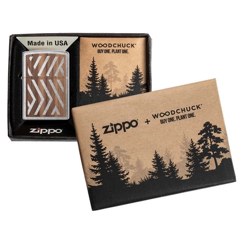 ZIPPO Herringbone Sweep Walnut Emblem Woodchuck 60004582