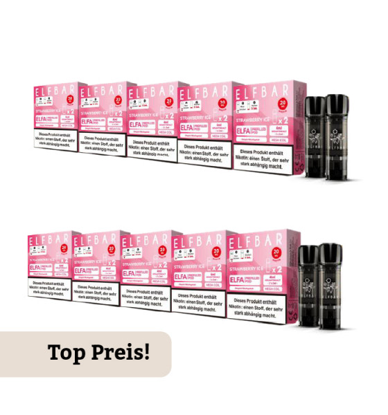10er Pack E-Liquidpod ELFBAR Elfa Strawberry ICE 20 mg 2 Pods