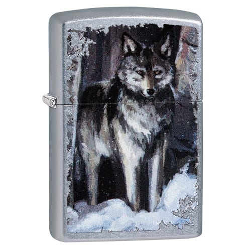 Zippo Street chrom Wolf in Forest
