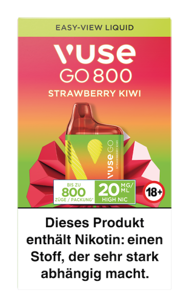 Einweg eZigarette Vuse Go 800 – Box Strawberry Kiwi 20 mg