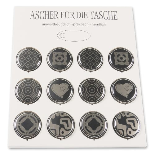 Taschenascher Metall Laser Art auf Karte