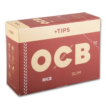 Drehpapier OCB Rice Slim + Tips – 32 Blatt & 32 Tips (Einzelheftchen)