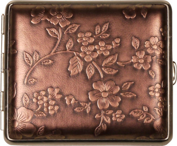Zigtt.-Etui v.H. KL Blumen bronze Rahmen Nickel matt 18er