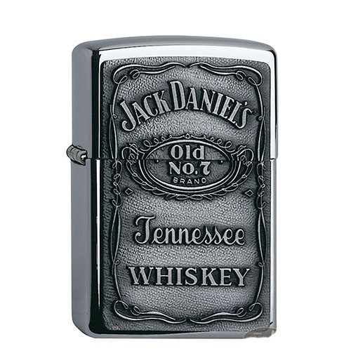 Feuerzeug Zippo Jack Daniel's No.7 aus Chrom poliert in silber glänzend mit Emblem