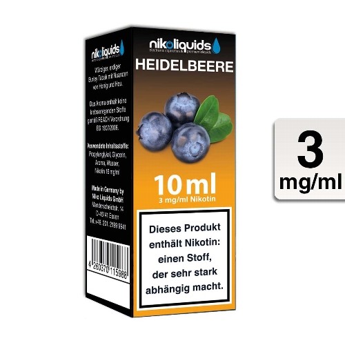 E-Liquid Nikoliquids Heidelbeere 3 mg/ml Flasche 10 ml