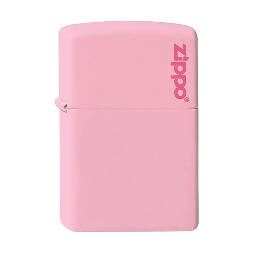 Feuerzeug Zippo Logo aus Metall beschichtet in rosa matt mit Dekor